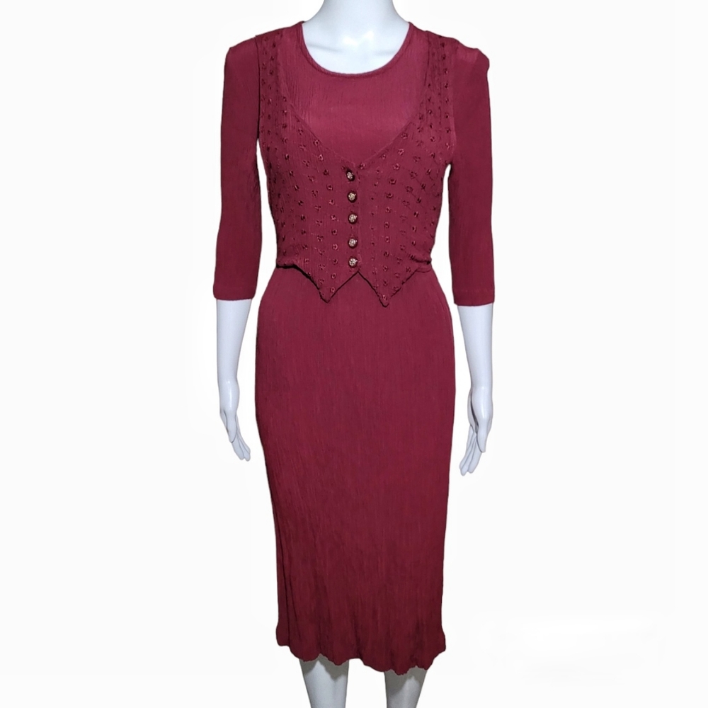 90s Maroon Whimsigoth Dress Size Small